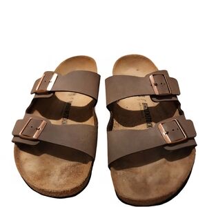 Birkenstock Taupe Sandals with Metal Buckles